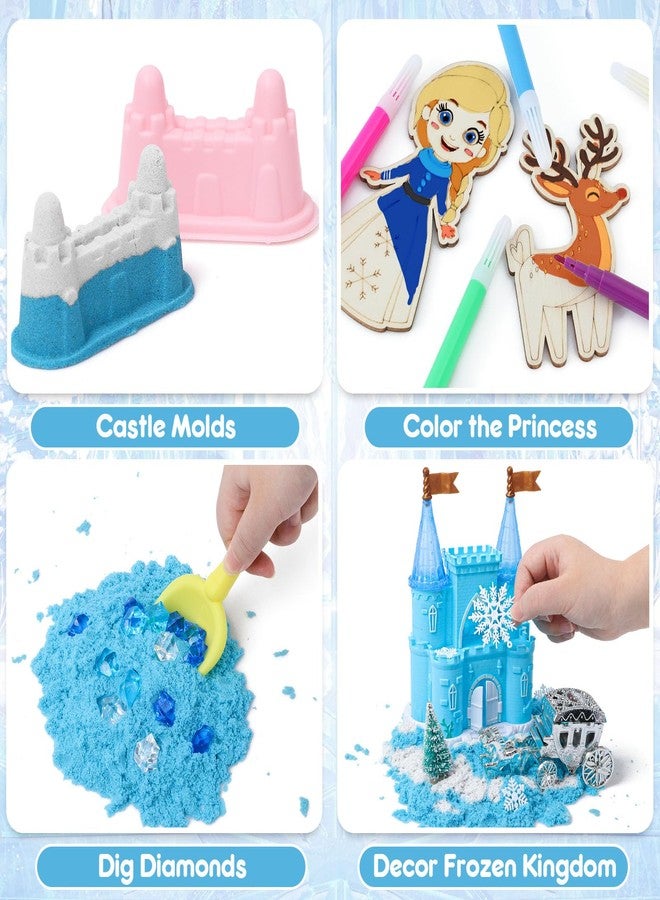 G.C Sensory Bin for Girl Kid Toy, Play Sand Art Kit with Sandbox/2lb Sand/Castle/Molds/Princess Figure, Winter Sensory Toy Christmas Birthday Gift for Girl Toddler Ages 3 4 5 6 7 8 - Image 5